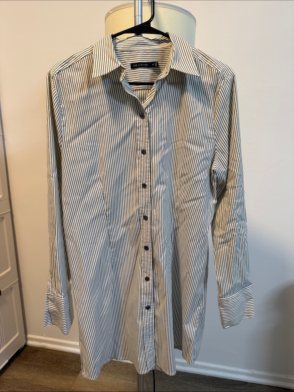 The Limited Women’s Long Sleeve Stripe Dress - White & dark gray